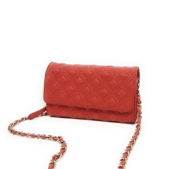 Big Buddah Diamond Quilted Crossbody Shoulder Bag in Coral Chain Strap - Picture 2 of 8